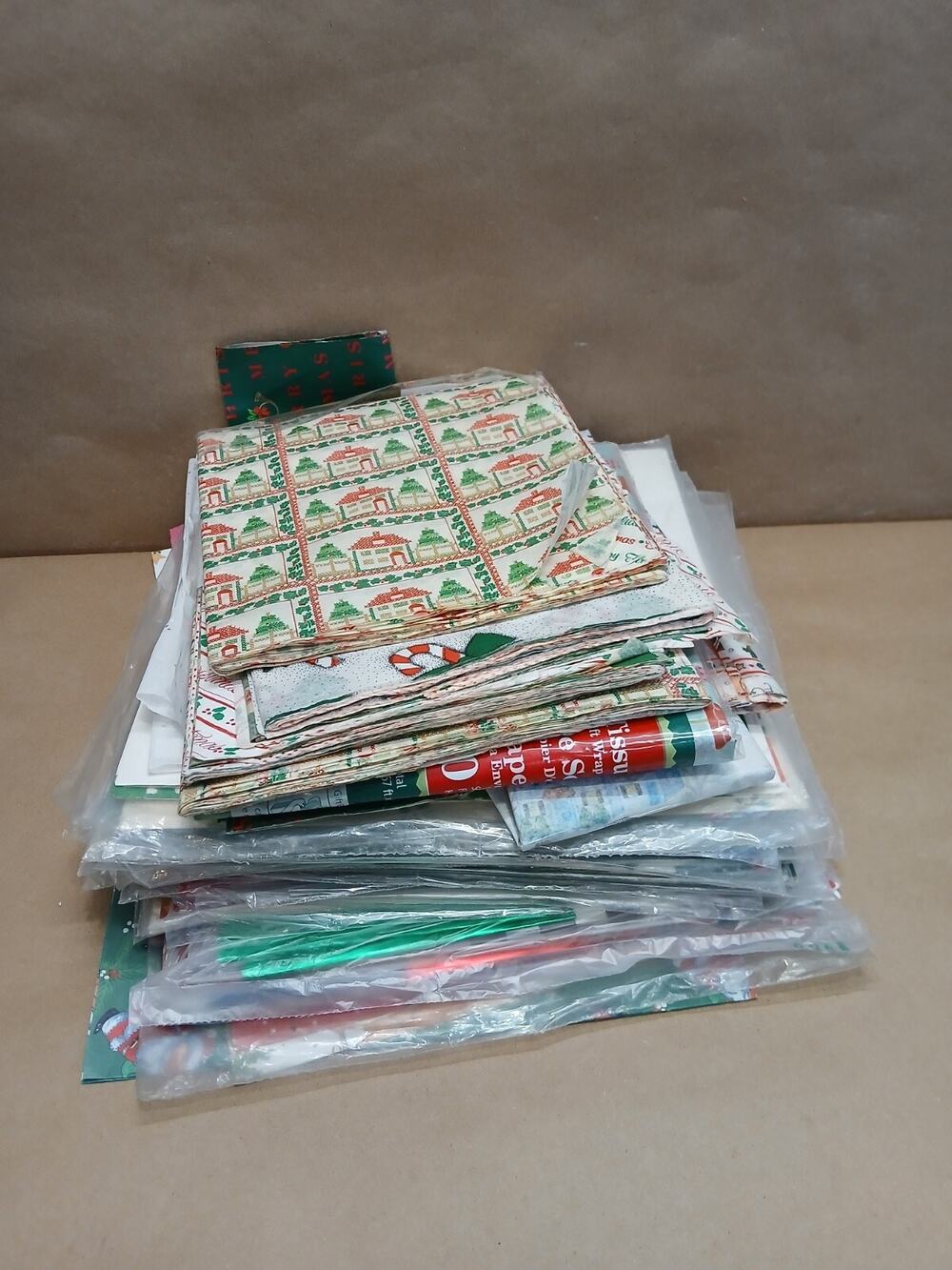 Vintage Christmas Hallmark Wrap Paper Tissue Gift Holidays Santa Reindeer Decor
